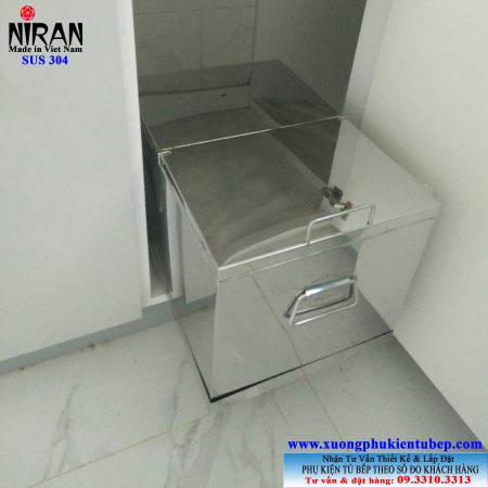 Thùng gạo âm tủ inox 304 Niran NR0901Thùng gạo âm tủ inox 304 Niran NR0901