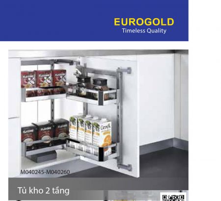 Hệ giá kho 2 tầng M040245 inox hộp cánh mở – Eurogold